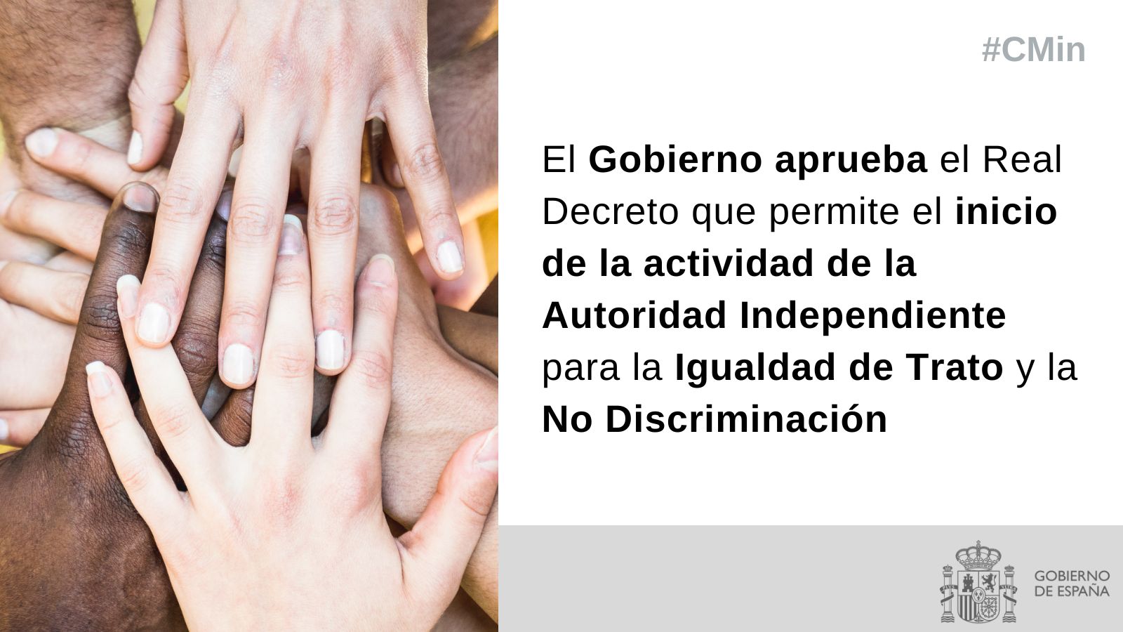 Imagen del artículo El Consejo de Ministros aprueba el Real Decreto que permite el inicio de la actividad de la Autoridad Independiente para la Igualdad de Trato y la No Discriminación