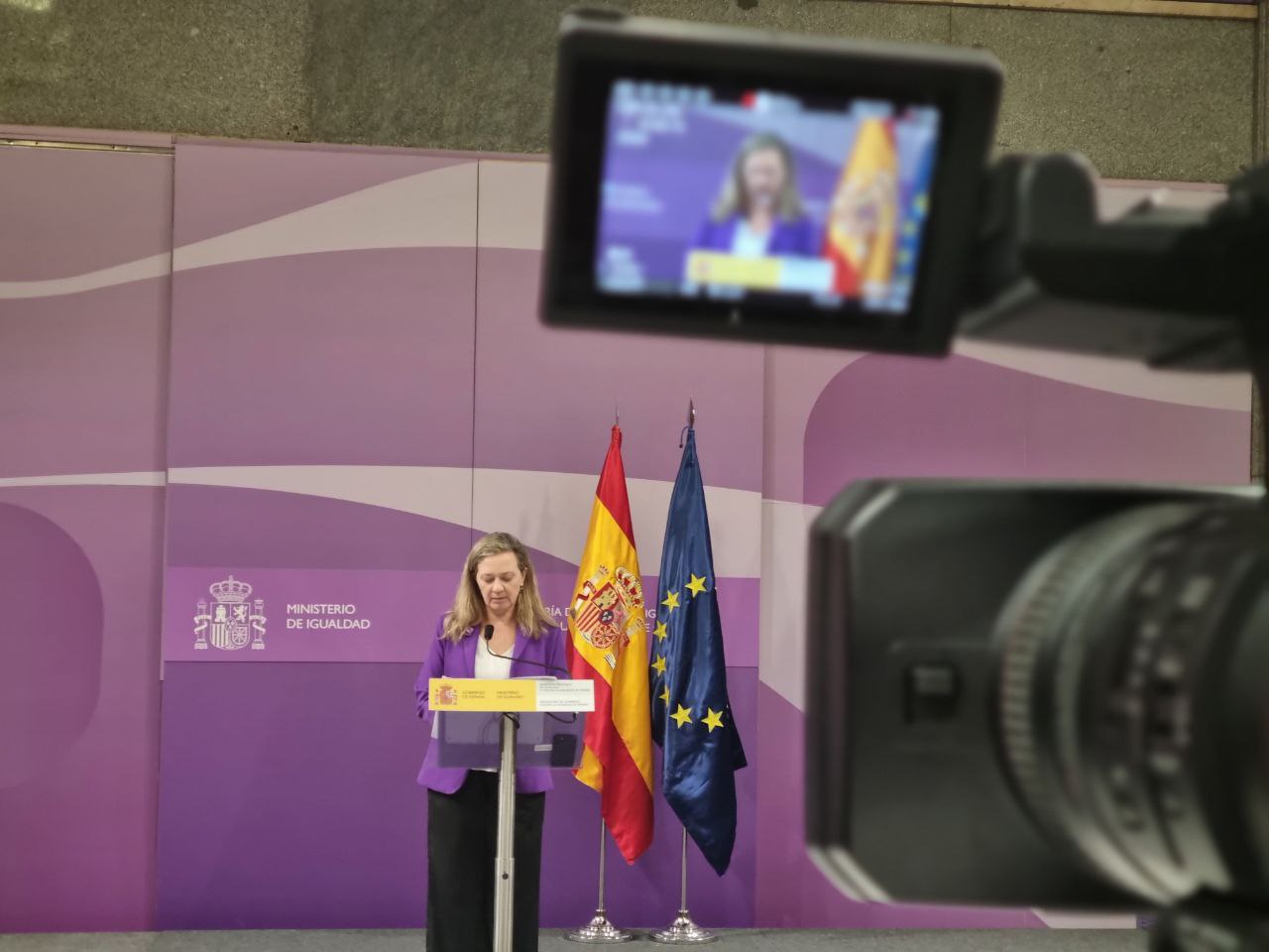La Delegada del Gobierno contra la Violencia de Género, Victoria Rosell, durante un momento de la comparecencia / Ministerio de Igualdad